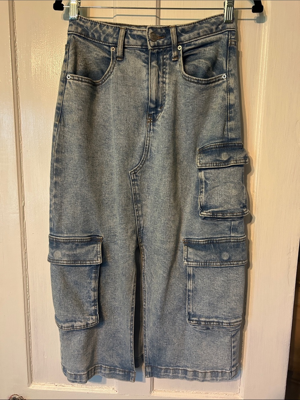 Wild Fable Denim Cargo Midi Skirt - Light Blue Washed